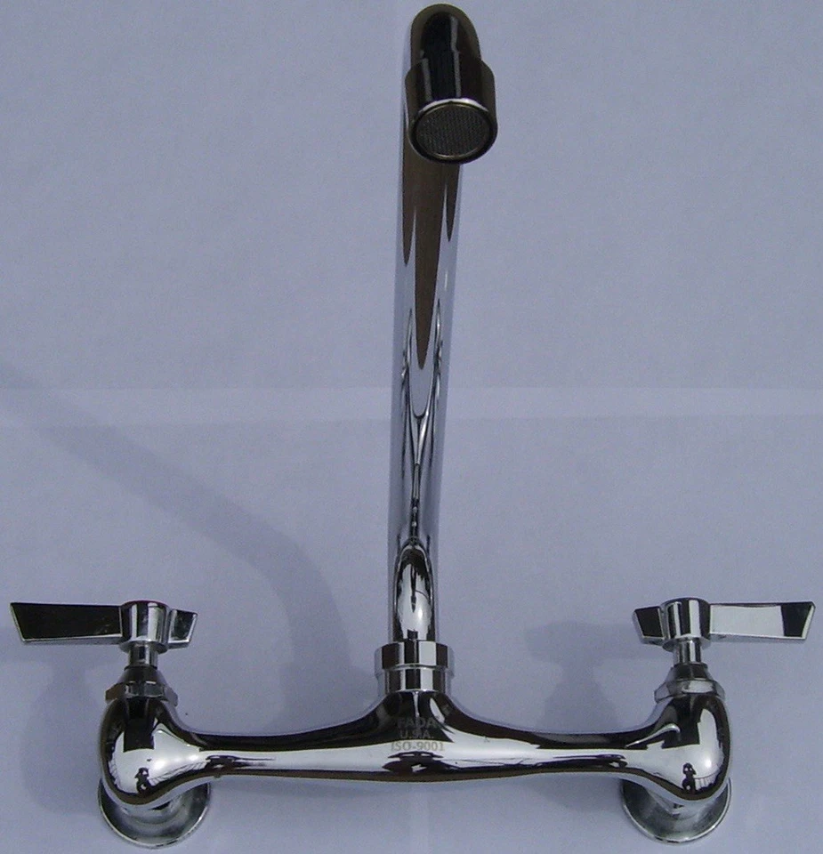 Wall Mount Faucet 12” swivel spout with 8” center. Commercial Sink Kitchen - Image 3 of 4