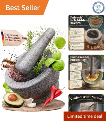 #ad Versatile 5.2 Inch Mortar and Pestle Set Heavy Granite for Effortless Use $37.95