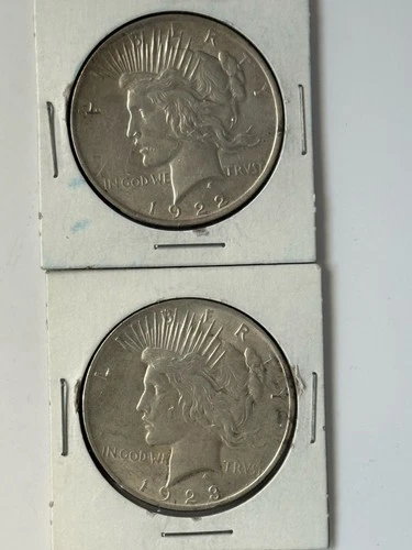 Peace 90% Silver Dollar Lot Of 2 1922 1923 P $2 Face Bullion