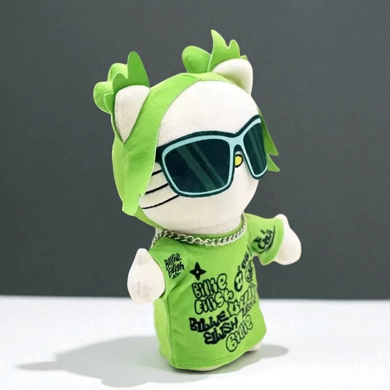 26cm Hello Kitty Billie Eilish Plush Toy, Green Glasses Doll, Gift for Music Fan - Image 3 of 4
