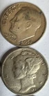 12 Silver Dimes (3 Seated Liberty) (3 Barber) (3 Mercury) (3 Roosevelt)