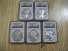 American Silver Eagles Early Releases 25th Anniversary MS70 Lot (5) 💥✅