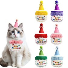 Pet Cat Dog Birthday Outfit - Birthday Hat and Bib Set,Cute Birthday Scarf Bib &