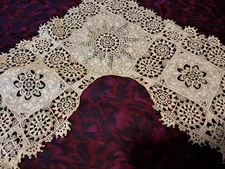 “Antique Dutch Handmade Needle Lace Yoke c.1900 Edwardian Richelieu Cutwork...
