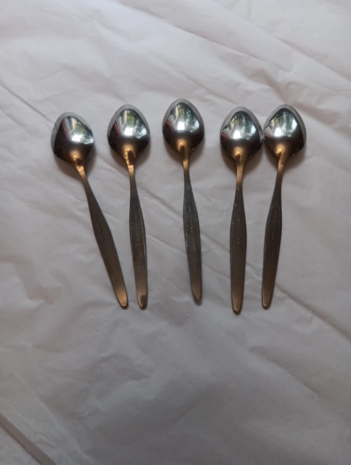 Set Of 5 Teaspoons Interpur JARDINERA Stainless Japan Daisy Floral 6 1/2 in - Image 3 of 4