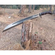 Custom Handmade Carbon Steel Blade Seax Machete Sword | Hunting Sword Camping