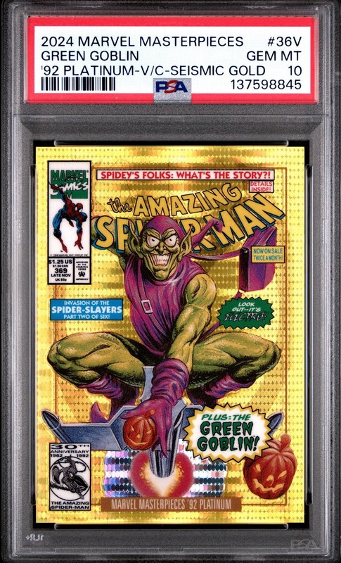 Marvel Masterpieces 2024 Platinum Green Goblin Seismic Gold /92 PSA 10