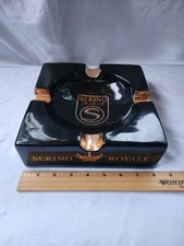 Rare Serino Royale Large Cigars Black Ceramic Ashtray, 4 Cigar Rests