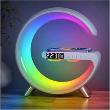 Smart LED Table Lamp 4-in-1 Wireless Charger Night Light Alarm Clock Blue Tooth