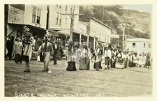 Siletz Indian Parade Downtown Newport OR Oregon c1909 RPPC Photo Postcard COPY