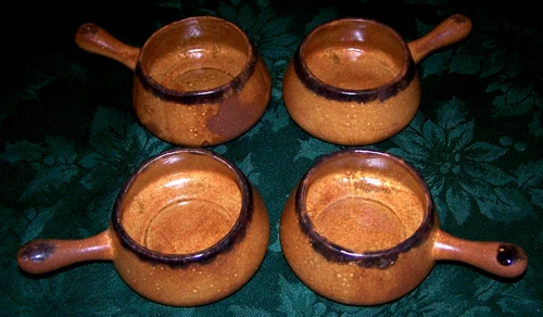 4 Lovely McCoy Pottery Canyon Mesa Handled Soup Bowls