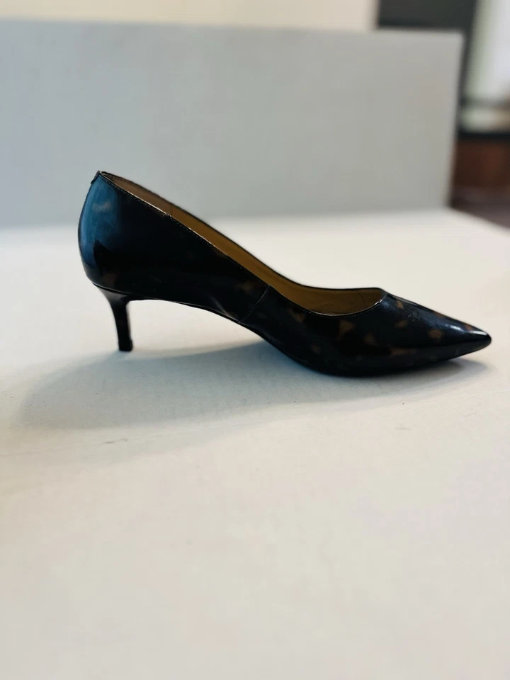 Talbots Negro y Marrón Estampado Animal Oficial Gatito Tacones Zapatos EE. UU. Talla 7.5M Foto 4 de 4