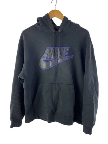 Supreme Felpa con Cappuccio 19AW Applique Pelle M Cotone Nero CK6225 010 Usata