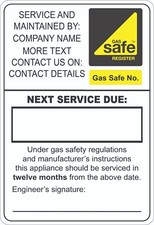 20 Appliance Next Service Danger Warning Gas Safe Stickers Unsafe Label Gas Safe