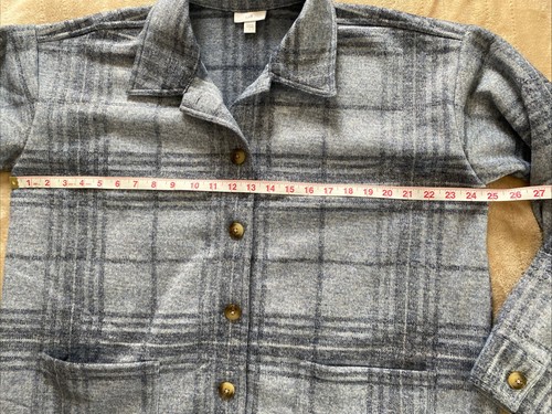 J. Jill Blue Plaid Shacket Jacket Size Large - Picture 9 of 11