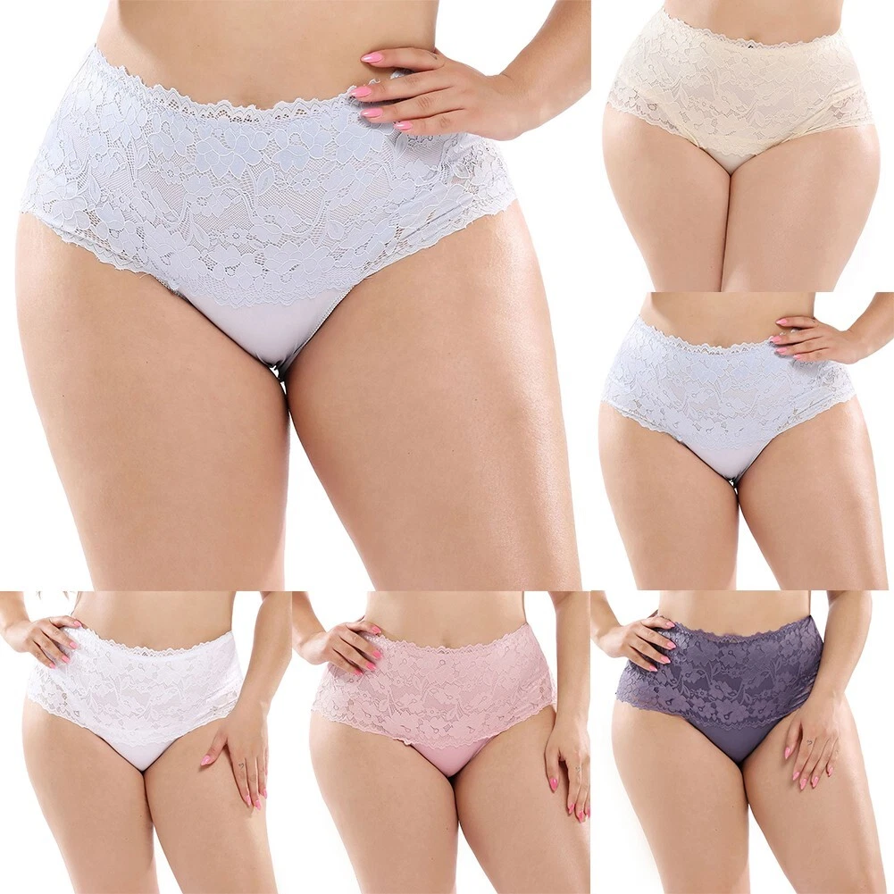 Comfortable High Waisted Lace Panties for Plus Size Women Seamless