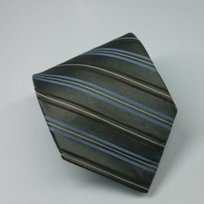 DKNY Silk Tie Gray Blue Stripes Men Necktie 58 x 3.3/8
