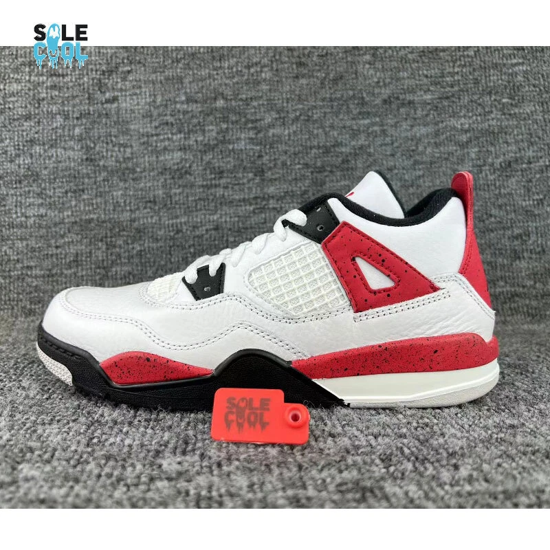 Nike Air Jordan 4 Retro Red Cement White Black PS BQ7669-161 | eBay
