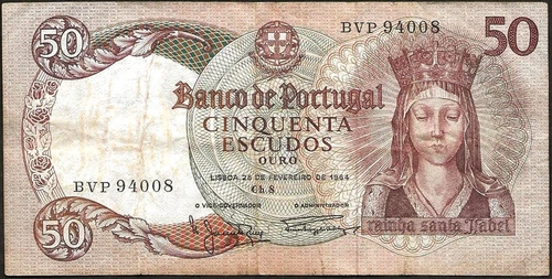 Portugal - Bank note of 50 escudos Sainte Isabelle 28-02-1964 ! P#168
