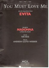 MADONNA "YOU MUST LOVE ME" PIANO/VOCAL/GUITAR SHEET MUSIC-BRAND NEW ON SALE-RARE