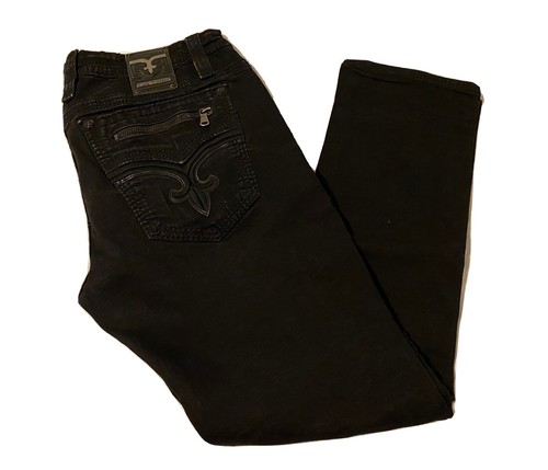 Rock Revival Black Newt Biker Straight Jeans Men's Size 40x31 New W/O Tags - 第 1/8 張圖片