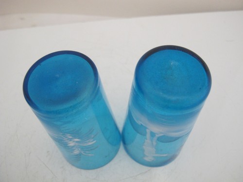 Antique MARY GREGORY Blue Glass GIRL & BOY with Dragonfly Butterfly Tumbler Set - Picture 7 of 7
