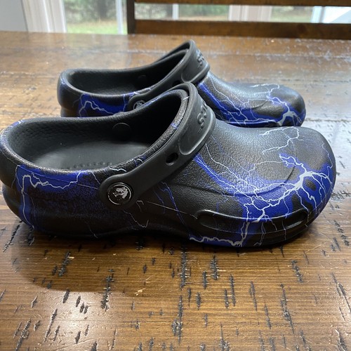 Crocs Bistro Black Lightning Bolt Graphic Slip Resistant Clogs Size M4/W6 - Picture 4 of 10