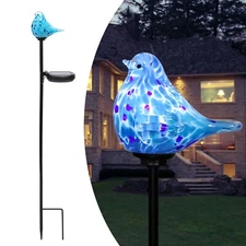Afirst Decorative Solar Lights Outdoor Solar Bluebird Stake Lights Hand Blown...