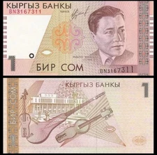 KYRGYZSTAN 1 Som, 1999, P-15, UNC World Currency
