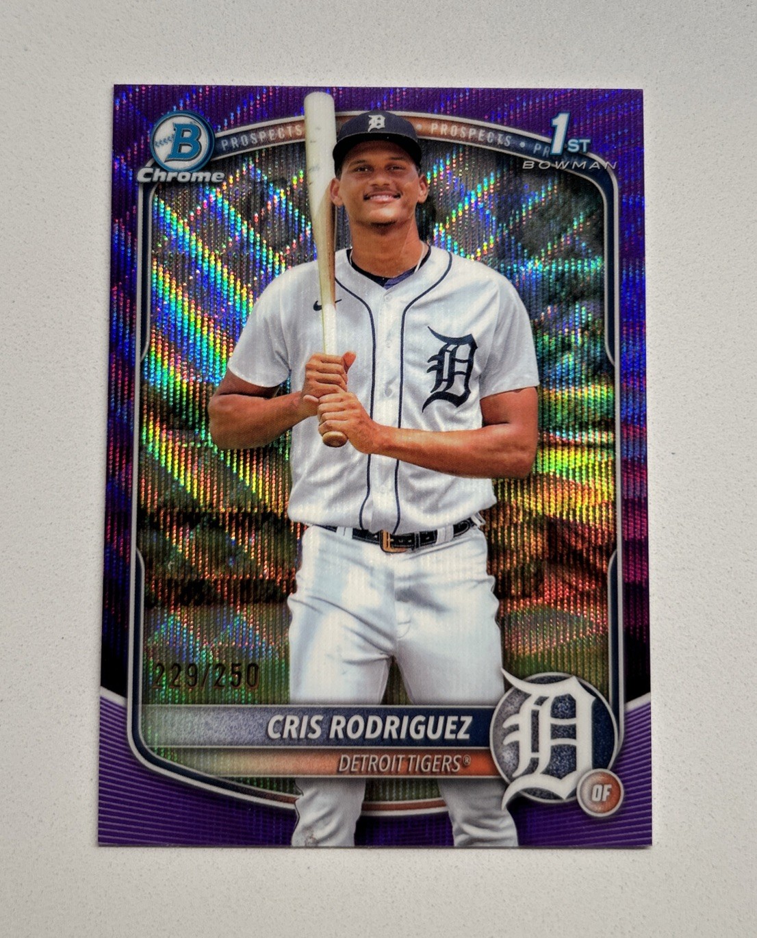 2025 Bowman Chrome 1st Cris Rodriguez #BCP-250 Purple Wave Refractor 229/250 🔥