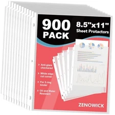 900 Pack Sheet Protectors 8.5 x 11 inch Clear Page Protectors for 3 900Pack