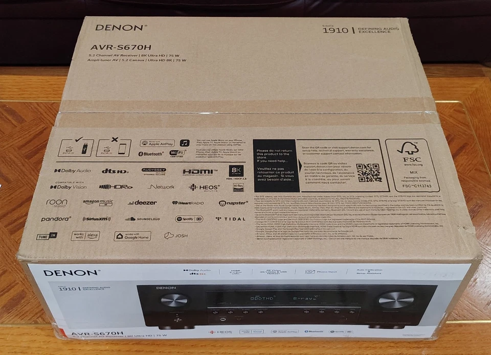 Denon AVR-S670H 75W 5.2-Ch 8K Home Theater Receiver - Brand New & Sealed in Box - Image 2 of 4