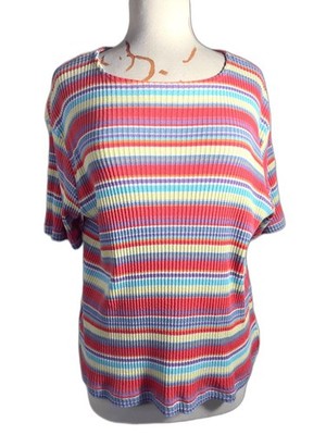 Blast Blouse Size L Y2k Vintage Pastel Striped Textured Dark Academia