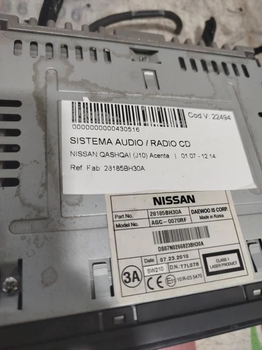 28185BH30A Autoradio pour NISSAN QASHQAI (J10) Acenta 2010 430516 - Bild 2 von 9