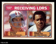 1983 Topps #203 Dwight Clark Receiving Leaders 49ers / Chargers 8 - NM/MT