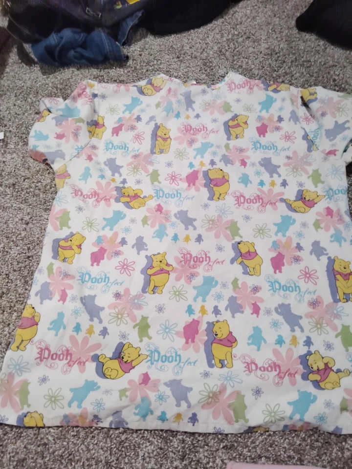 Винтажная женская футболка Disney Scrub Top размер M Winnie Pooh медицинский уход белая - Изображение 2 из 4