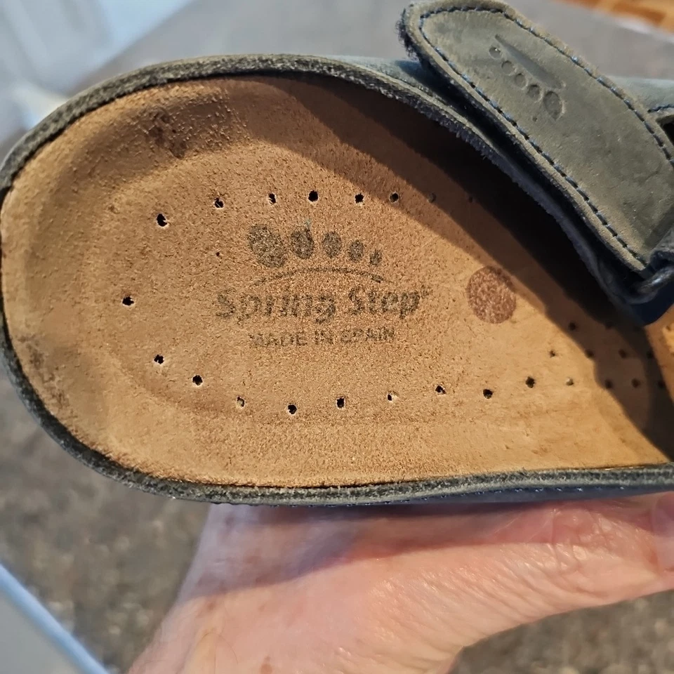 Spring Step Strappy Sandals Shoes Wmns Sz 40 EU 9M US Blue Leather Wedge - Image 4 of 4