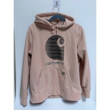 Carhartt Rain Defender Relaxed Fit Graphic Hoodie Peach Pink Womens Large 12-14