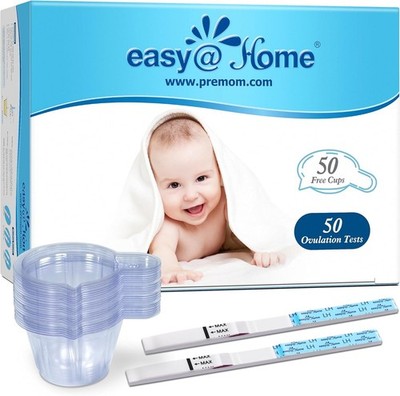 Easy@Home Ovulation Test Kit, 50 LH Strips & Cups, Accurate Fertility Predictor
