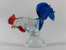 Rooster Chicken Bird Murano Art Glass Italy Paperweight Figurine mcm Vintage