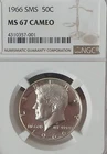 1966 sms ngc ms 67 cameo kennedy half dollar 40% silver