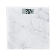 Taylor Digital Marble Glass Bathroom Scale, 400 lb Capacity, White