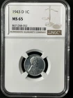 1943-D  1C Lincoln Wheat One Cent  NGC MS65  8671268-052