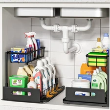 2 Pack Under Sink Organizers and Storage,Pull-Out Cabinet Organizer,Under Kit...