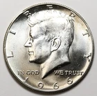 1966 50c Kennedy 40% Silver Half Dollar Uncirculated - Blazing Luster / Toning