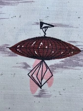 Surrealist DALI Vibes Atomic Space Age Mid Century Barkcloth 50's Vintage Fabric