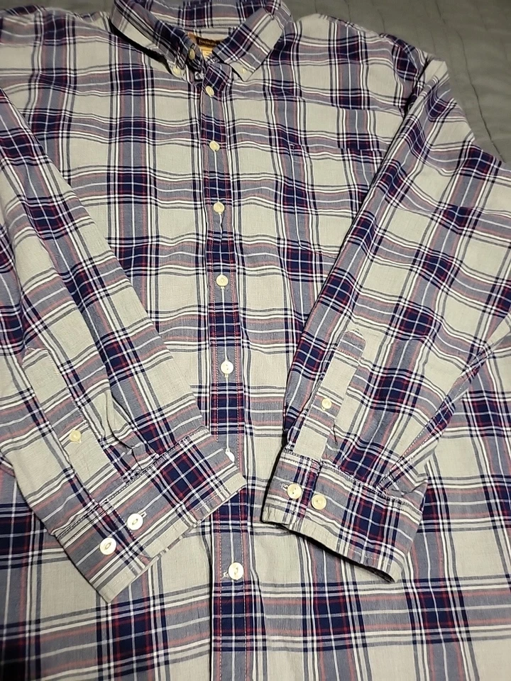 The Foundry Shirt Mens 5XL Plaid Blue Western Checked Retro Casual Outdoors Work - Image 2 of 4
