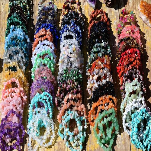Wholesale Lots 15 Pcs Mix Irregular Natural Gem Stone Stretch Chip Bead Bracelet - Picture 4 of 10