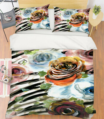 3D Graffiti Rose ZZHU25 Bed Pillowcases Quilt Duvet Cover Set Queen King Zoe