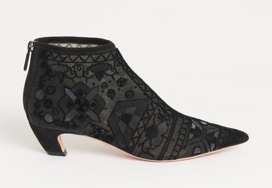 $1685+ CHRISTIAN DIOR ANKLE BOOTIE DIOREVE BLACK MESH VELVET